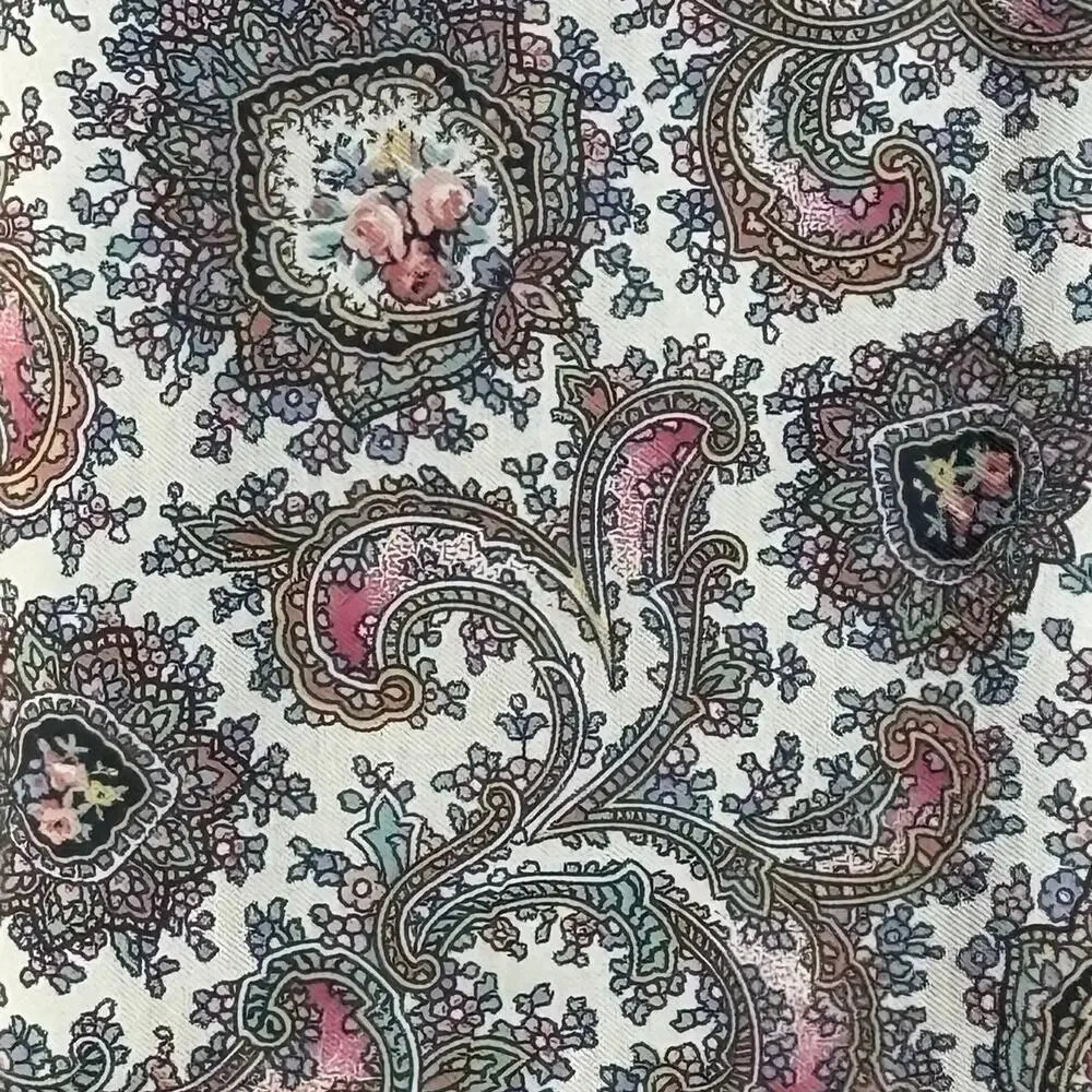 LIBERTY all silk square scarf made in Italy pink & cream paisley hand rolled hem